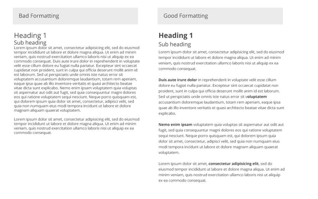 Good vs Bad Text Formatting on a web page